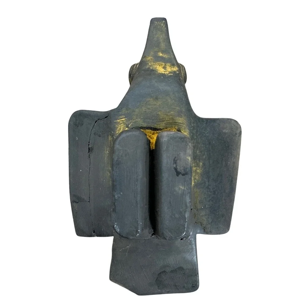 Vintage Cast‎ Stone Bird Figurine Etched Folk Tribal Boho Decor Sculpture